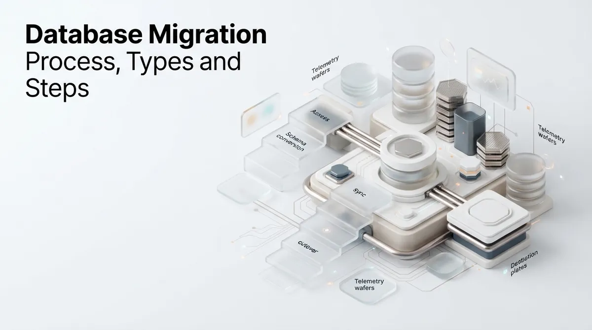 Six-phase database migration process diagram