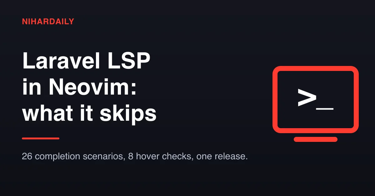 Terminal prompt hero for Laravel LSP setup in Neovim and what it skips