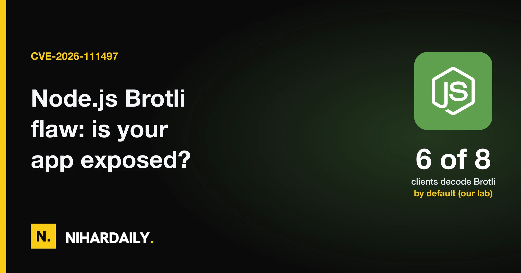 Node.js Brotli decoder vulnerability CVE-2026-111497 and which HTTP clients reach it